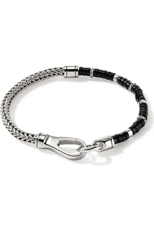 John Hardy Pulsera Heishi en plata de ley con ónice negro