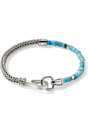 John Hardy Pulsera Heishi en plata de ley con turquesa