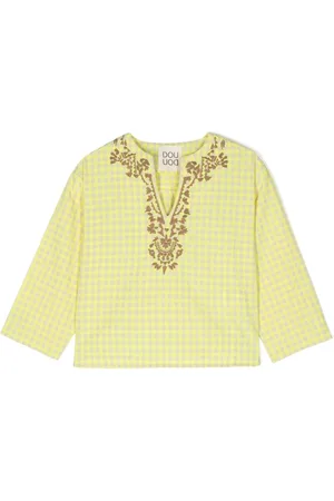 DOUUOD KIDS Blusa a cuadros con bordado