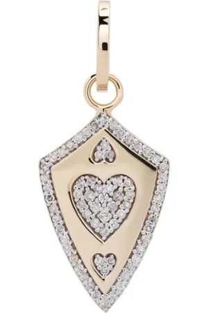 Adina Reyter Colgante Heart Shield en oro amarillo de 14 ct con diamantes
