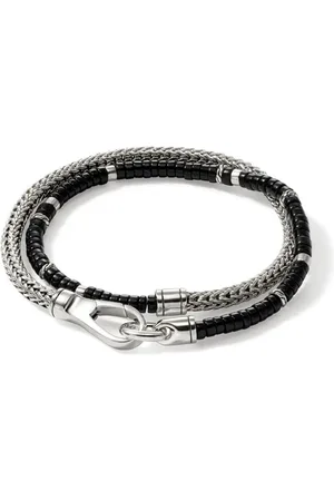 John Hardy Pulsera Heishi en plata de ley con ónice negro