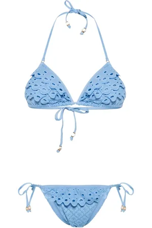Twin-Set Top de bikini con bordado inglés