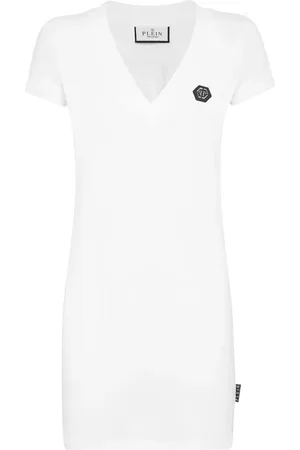Philipp Plein Vestido estilo camiseta con apliques de strass