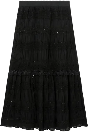 tout a coup Falda midi con detalle de volantes
