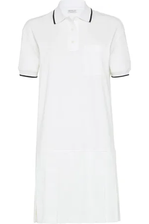 Brunello Cucinelli Vestido corto con ribete a rayas