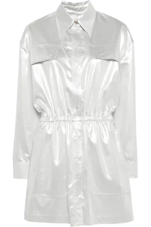 Pinko Vestido camisero con acabado metalizado