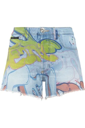 Philipp Plein Pantalones vaqueros cortos con estampado de grafiti