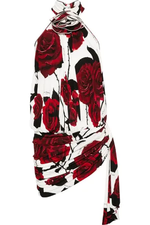 Balmain Vestido corto con motivo de rosas