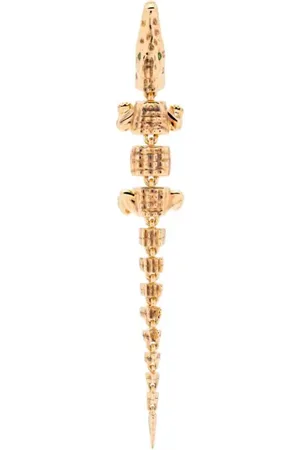 Bibi van der Velden Pendiente Alligator Vertebrae Bite en oro amarillo de 18 ct con tsavorita