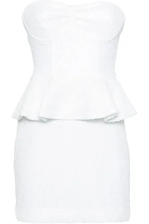 ROTATE Vestido corto palabra de honor con lentejuelas