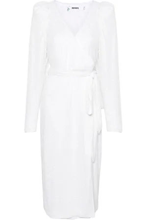 ROTATE Vestido midi cruzado con lentejuelas