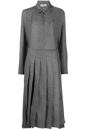 Fendi Vestido midi con cuello italiano