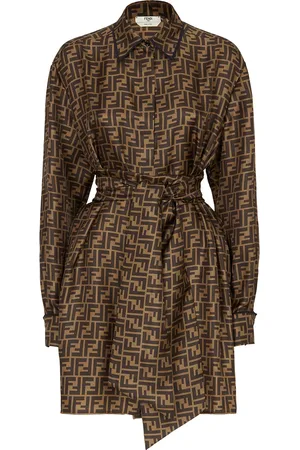 Fendi Vestido camisero con estampado FF