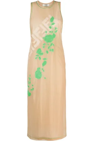 Fendi Vestido Roses midi sin mangas