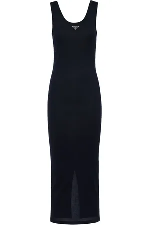 Prada Vestido de canalé con logo triangular