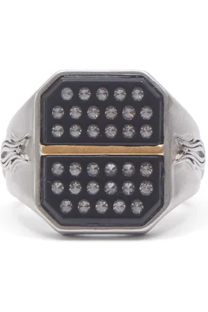 Maison Margiela Anillo de sello esmaltado con strass