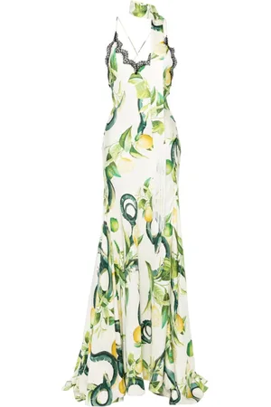 Roberto Cavalli Vestido largo con estampado lemon