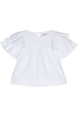DOUUOD KIDS Blusa con manga de volantes