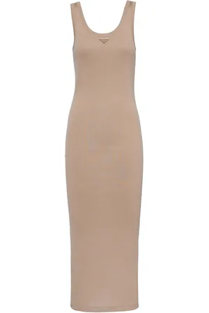Prada Vestido de canalé con logo triangular