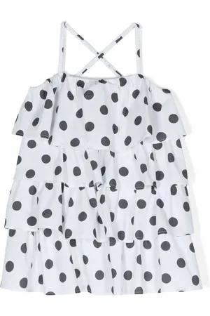DOUUOD KIDS Vestido corto con lunares y volantes