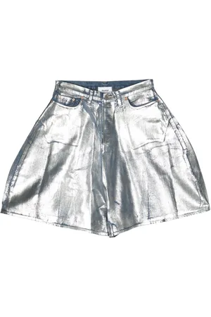 DOUBLET Pantalones vaqueros cortos con acabado metalizado