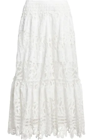 Ralph Lauren Falda midi Battenberg de encaje