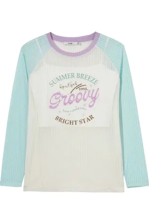 B+AB Top de canalé con eslogan estampado