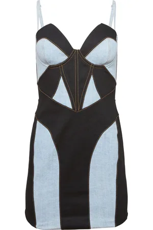 FLEUR DU MAL Vestido tipo bustier vaquero a dos tonos