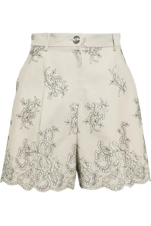 Giambattista Valli Shorts de talle alto con bordado floral
