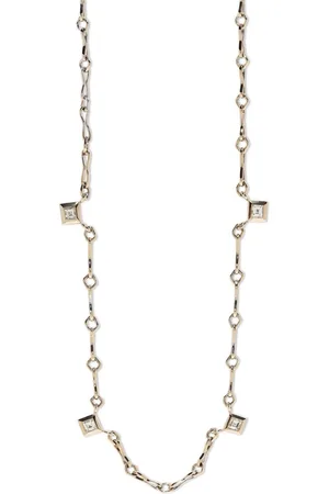 Azlee Collar Lozenge pequeño en oro amarillo de 18 ct con diamantes