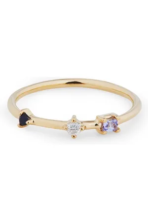 Otiumberg Anillo Three Stone Bamboo en oro amarillo de 9 ct con diamantes