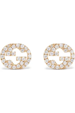 Gucci Pendientes Interlocking G en oro amarillo de 18kt con diamantes