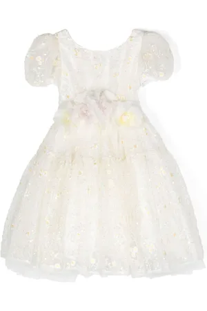 MONNALISA Vestido corto con apliques florales