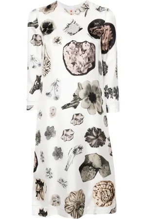 Marni Vestido de seda con estampado floral estilo collage