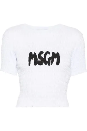 Msgm Camiseta fruncida con logo estampado