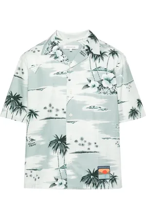 Maison Kitsuné Camisa bowling con isla estampada