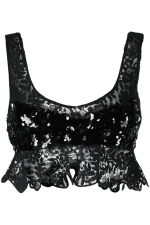 Cynthia Rowley Top de encaje floral con encaje