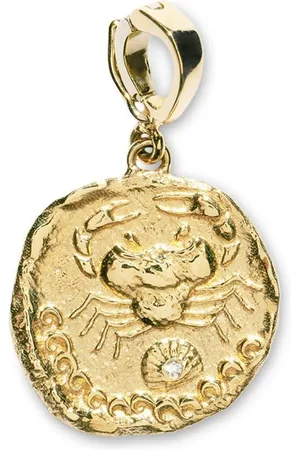 Azlee Colgante Karkinos Coin pequeño en oro amarillo de 18 ct con diamantes