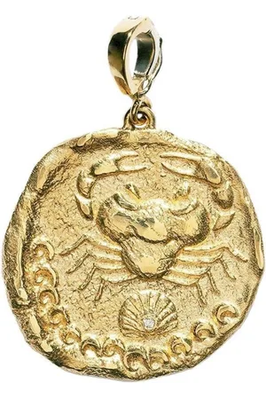 Azlee Colgante Karkinos Coin grande en oro amarillo de 18 ct con diamantes