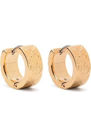Tory Burch Pendientes de aro pequeños con monograma en T