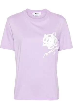 Msgm Camiseta con logo y motivo floral