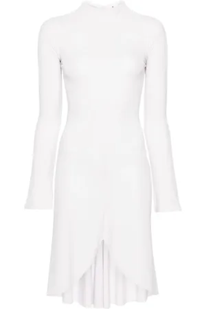 Courrèges Vestido midi con cuello alto