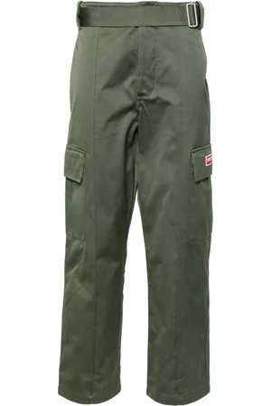 Kenzo Pantalones cargo Army de talle medio