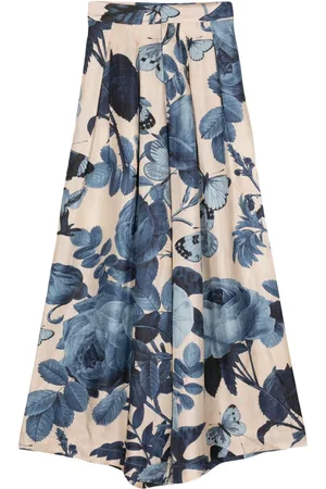 BIYAN Pantalones palazzo con estampado de rosas