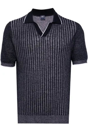 FEDELI Polo de canalé con cuello italiano