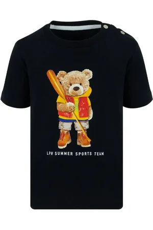 Lapin House Camiseta con botones y oso estampado