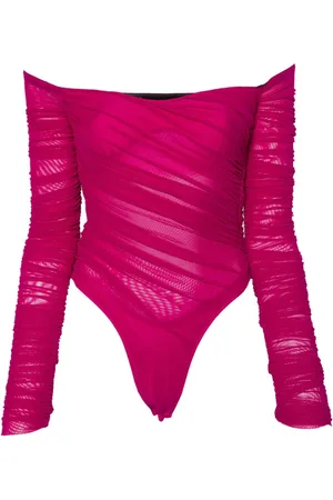 MUGLER Body fruncido con hombro descubierto