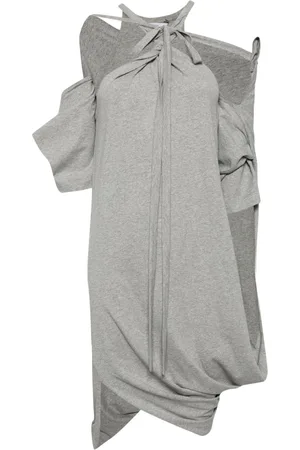 pushBUTTON Vestido drapeado con diseño asimétrico