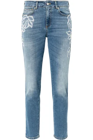 Ermanno Firenze Vaqueros skinny con bordado floral