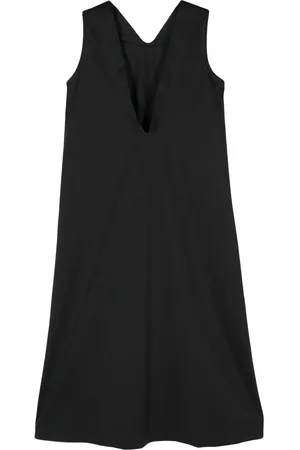 Issey Miyake Vestido midi con cuello en V